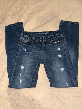 VS Distressed Dark Wash Women's Jeans - Blue